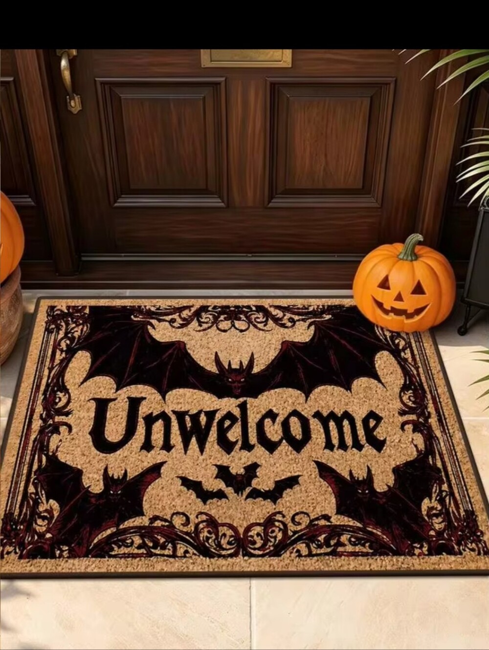 NWT Unwelcome Funny Bat Halloween Fall Welcome Doormat